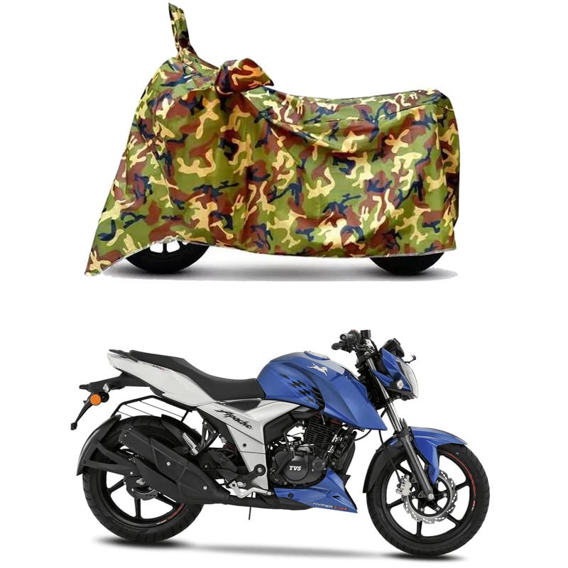 Image of Waterproof Bike Scooty Two Wheeler Body Cover Compatible for TVS Apache RTR 160 4V BS6 /UV-Rays /Heat Protection /Birds Dropping /Scratchproof /Dust Proof /All [6X6 Jungle Print AGMJ]