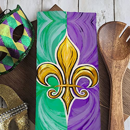 Arkeny Mardi Gras Kitchen Towels For Mardi Gras Décor Watercolor Fleur De Lis Dish Towels 18X26 Inch Ultra Absorbent Bar Drying Cloth Tea Sign Hand Towel For Mardi Gras Carnival Decorations Set Of 2 #TOP2