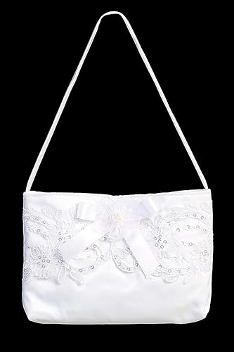 Vista 3 de Hecho en Estados Unidos - Monederos de la Primera Comunión - Monedero de Satén Blanco Niñas - Regalos de la Primera Comunión - Accesorios Primera