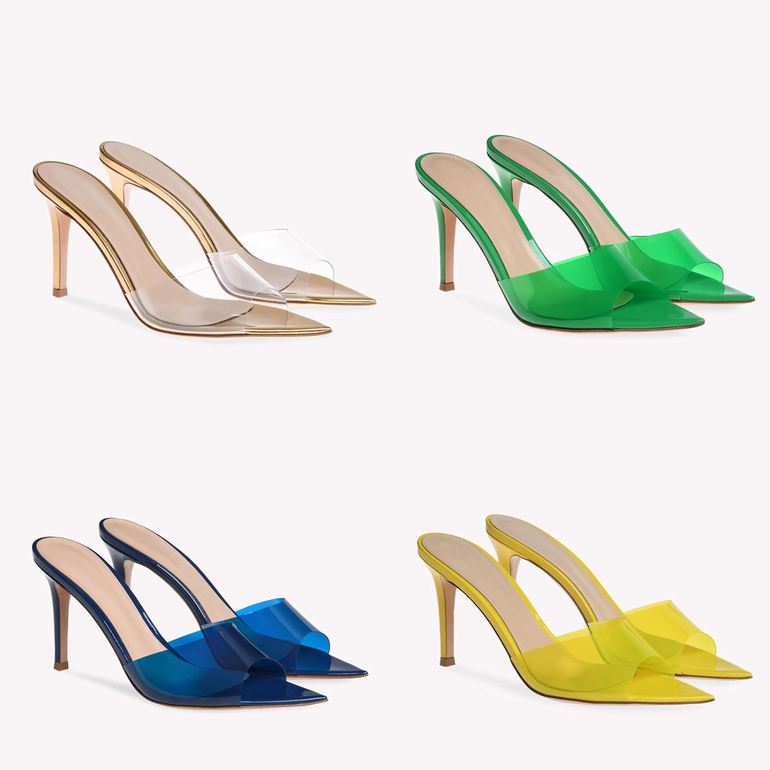 Women's Clear Pointed Toe Slingback Stilettos Heel Sandals Fashion Sexy Comfortable Summer Open Toe Backless Slip On Dress Slides Sandals for Casual Outdoor Party Work Wedding - Image 7