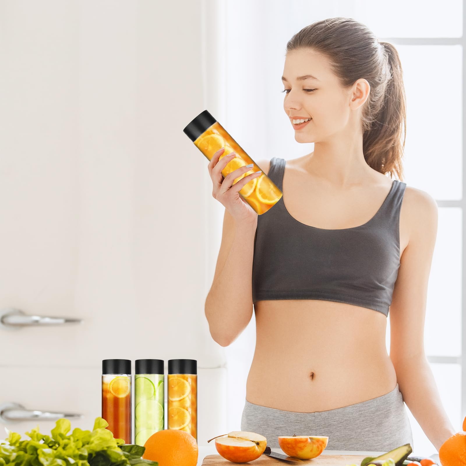 DAJAVE Lot de 18 Bouteilles Sensorielles 500 ML à Remplir en Plastique Réutilisables Transparentes pour Smoothie, Thé