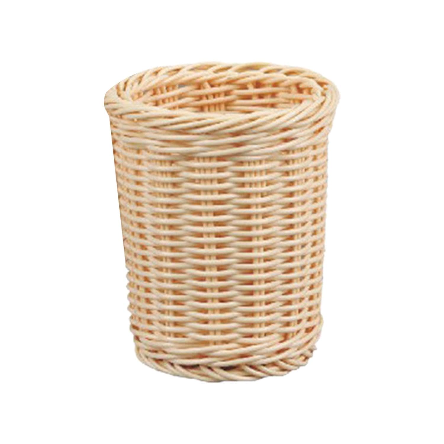 Pencil Display Stand Desk Organizer Home Pen Pot Imitation Rattan Pen Holder Beige 13x15 cm | Office | Office Supplies | Calendars & Planners | Planners & Organizers | rattan pen basket-image-9