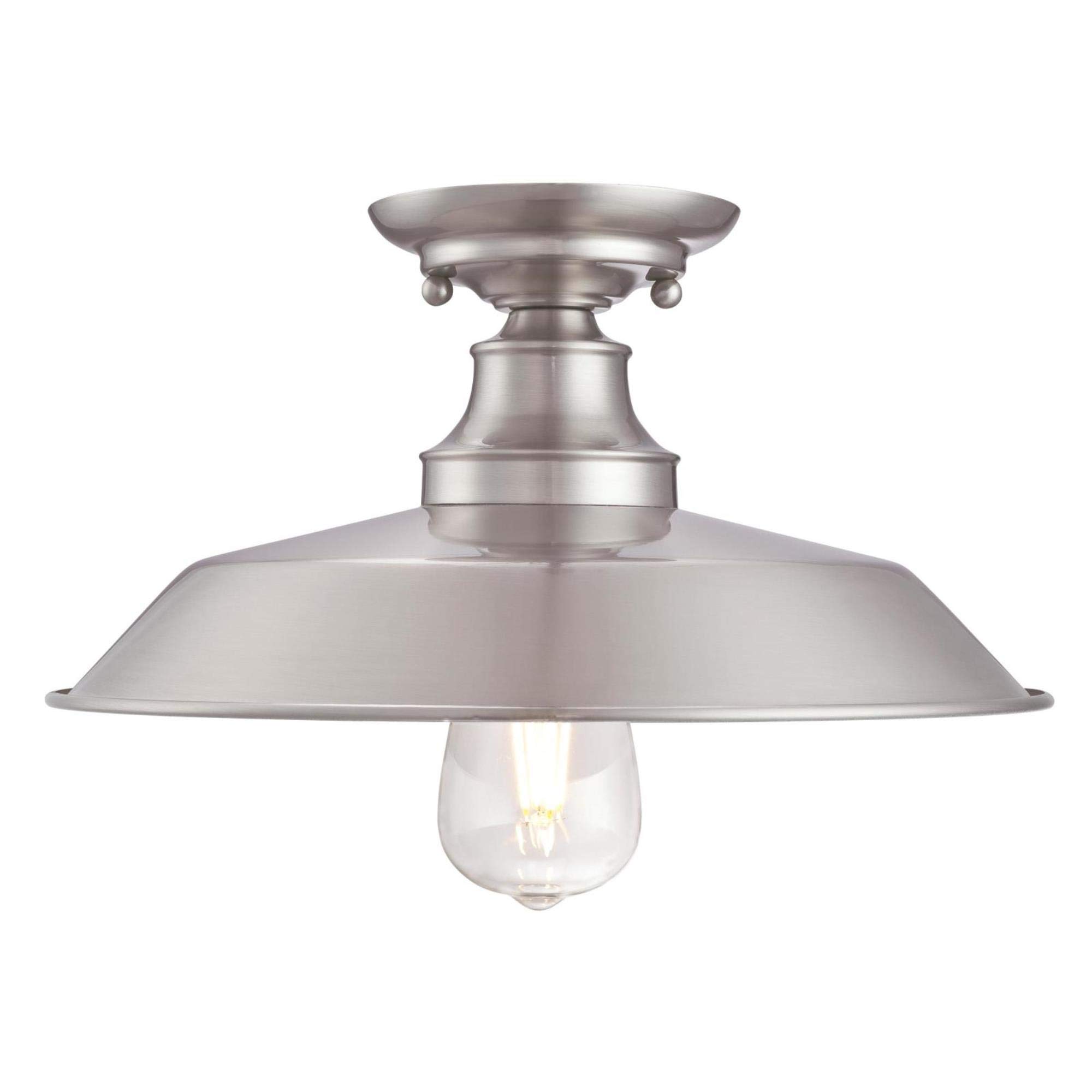 Westinghouse 6370200 Iron Hill 12-Inch, One-Light Indoor Semi Flush Mount Ceiling Light, Brushed Nickel Finish