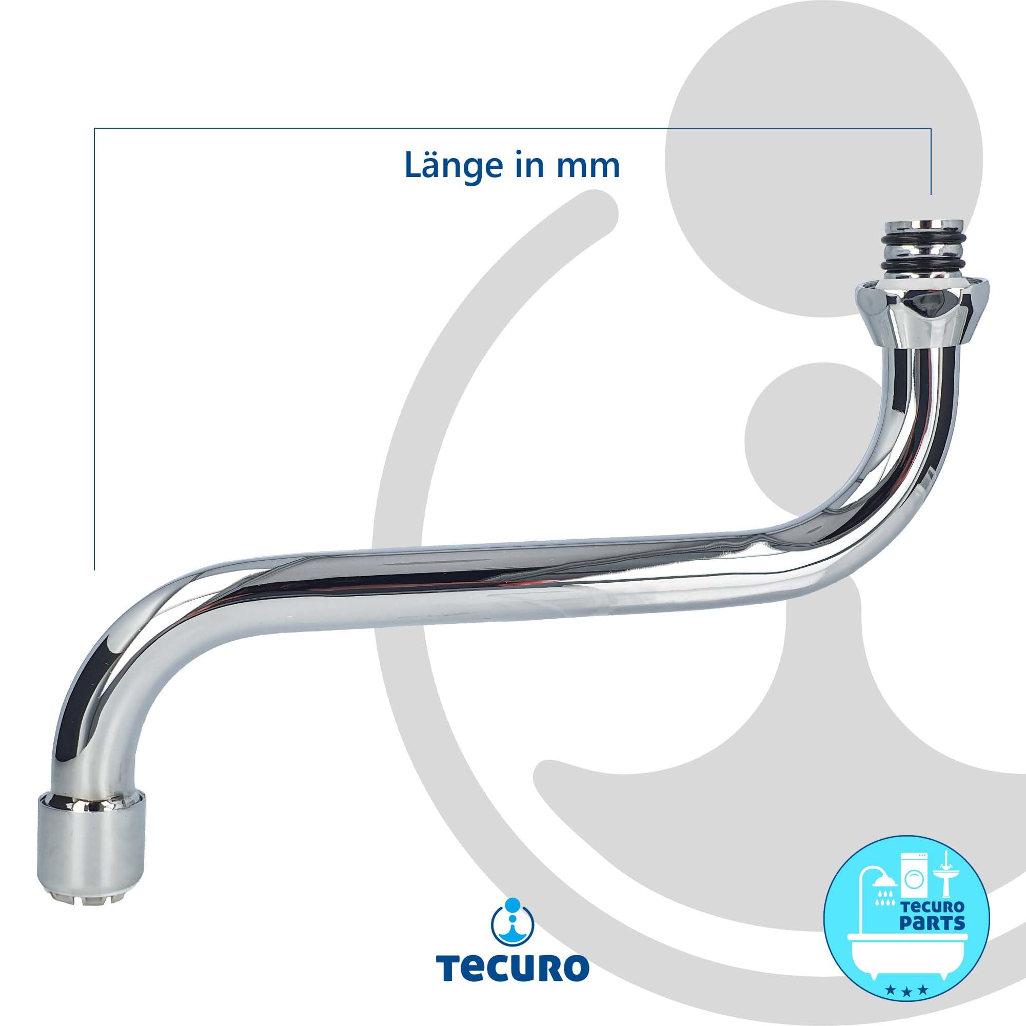 Tecuro Bec en S pour robinetterie murale basse pression en acier inoxydable chromé – Raccord 3/4" Longueur 250 mm