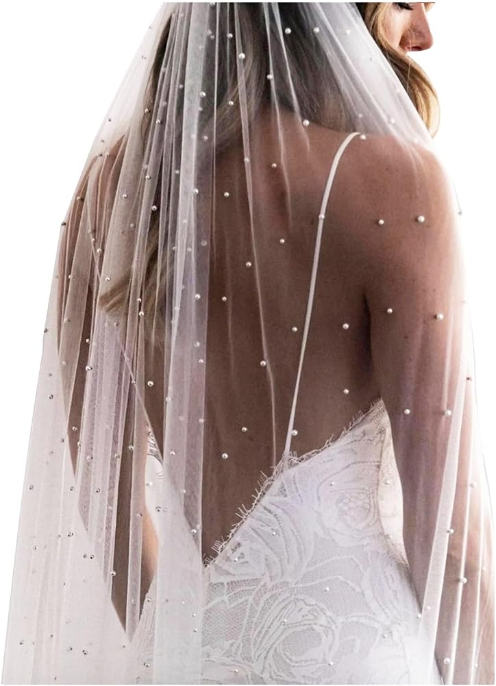 Veil Chapel Tier Pearl Wedding Bridal Veil With Metal Comb F55