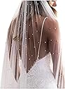 ELAWBTY 1 Tier Pearl Wedding Bridal Veil With Metal Comb F55