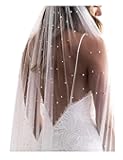 1 Tier Pearl Wedding Bridal Veil With Metal Comb F55