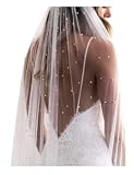 1 Tier Pearl Wedding Bridal Veil With Metal Comb F55