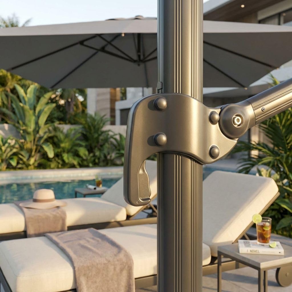 milani home - ombrellone decentrato 3x3 in alluminio per giardino m 3 x 3