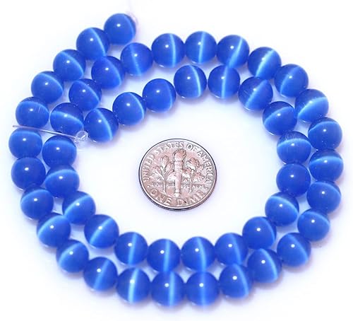 Miniatura 6 de JOE FOREMAN Cuentas redondas de ojo de gato azul océano de 0.315 in para hacer joyas, cuentas redondas de 15 pulgadas con cuentas de piedras