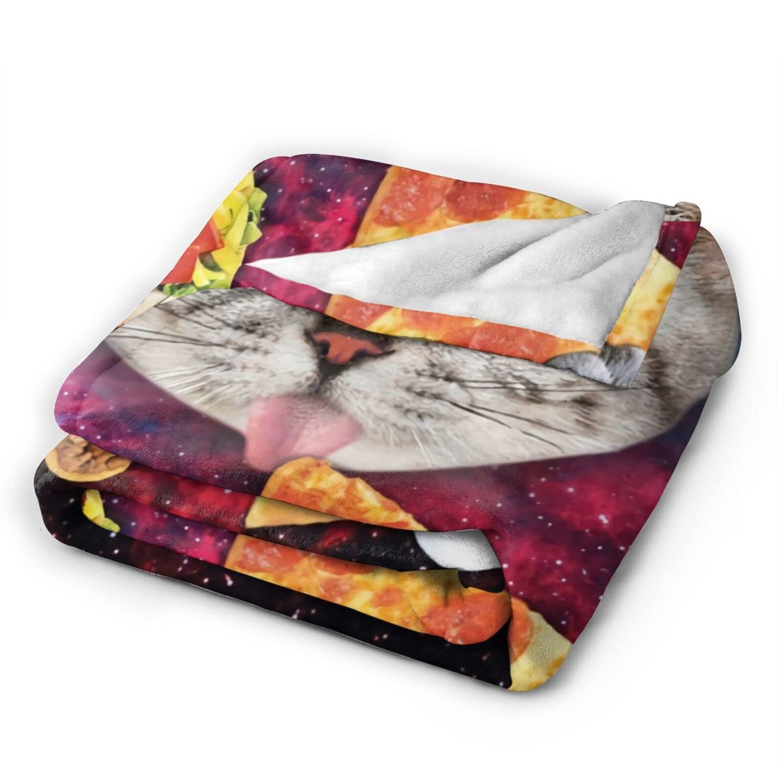 Galaxy Space Cat Taco Pizza Überwurfdecke Warme ultraweiche Mikro-Fleecedecke für Bett Couch Wohnzimmer Dekoration 80