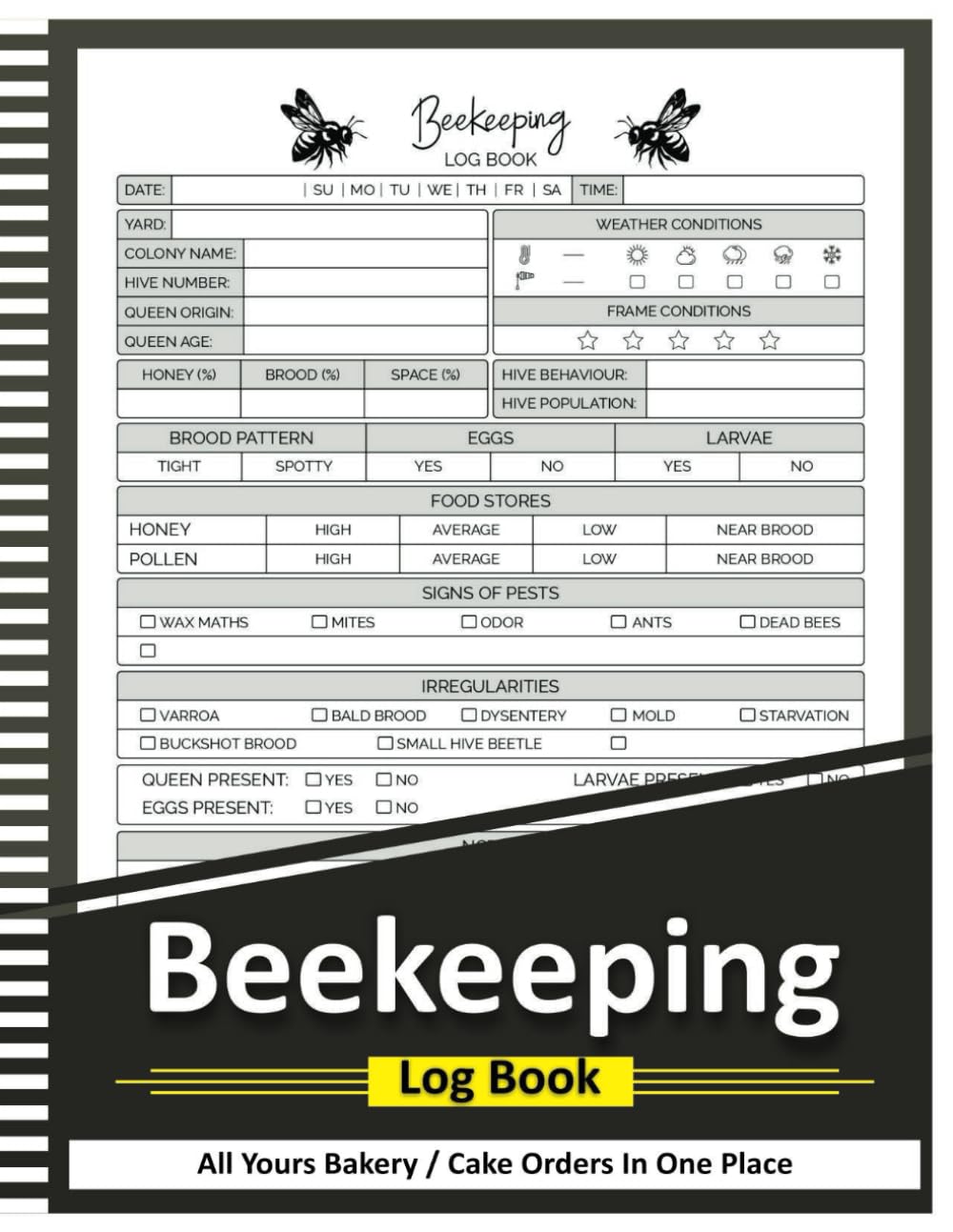 Beekeeping Log Book: Honey Bee Farming Tracker & Maintenance logbook for Beekeepers | Beehive Inspection Notebook – 8.5” x 11” 100+ Pages