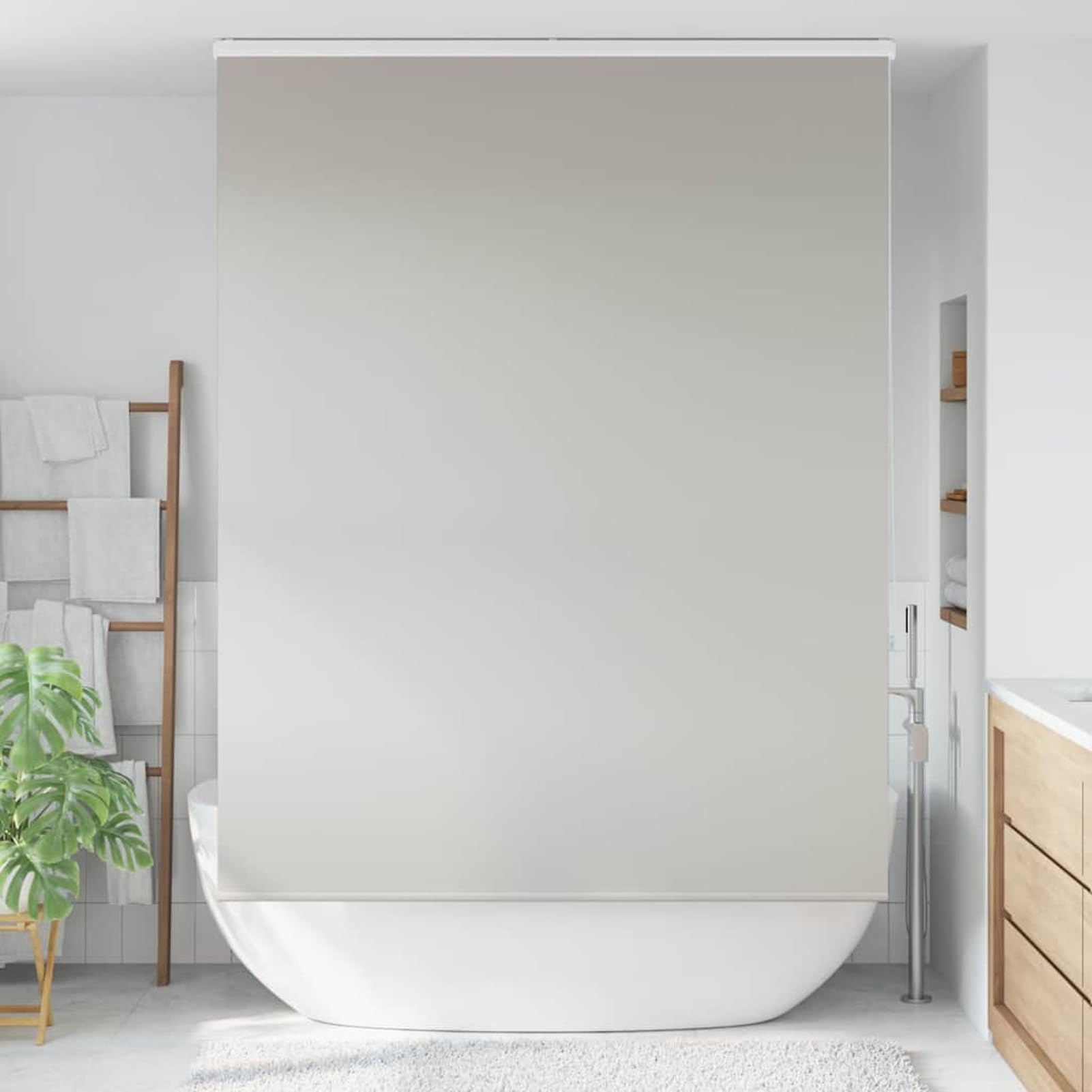 Anself Duschrollo mit Kassette - PEVA, Kindersicherheit, Platzsparend, Hellgrau, 240x160 cm Model4014996