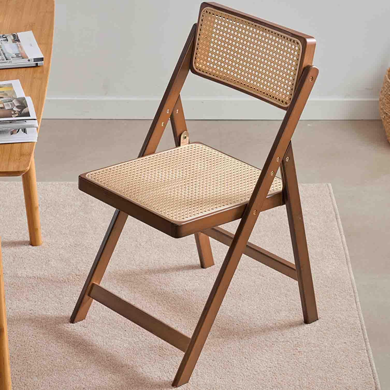 Silla Plegable de ratán, Silla de Respaldo, casa de Familia Minimalista, casa de Madera Maciza, Silla de Sala de Estar, Respaldo de Ocio, Silla de Comedor, Silla,A