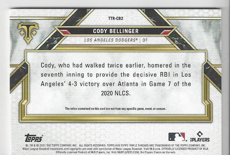 Cody Bellinger Serial Numbered Green Parallel #12/18 October Winner Green Parallel Lettered Relic Game Used Memorabilia Collectible Baseball Card - 2021 Topps Triple Threads Collectible Baseball Card #TTR-CB2 (Dodgers) Free Shipping