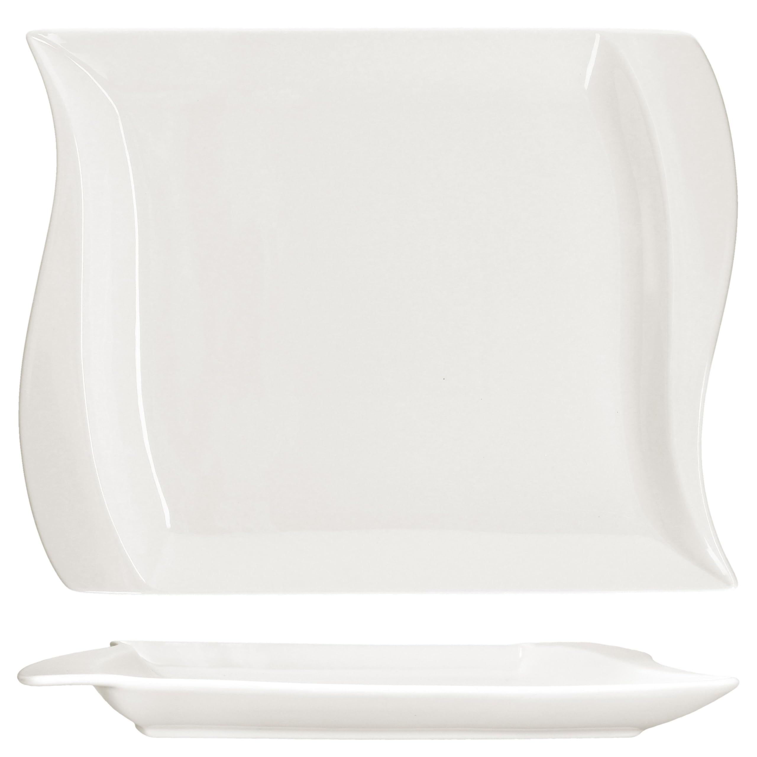 MamboCat Ivory - Set di 2 piatti da portata (lunghezza x larghezza), 36 x 28,5 cm, bianco avorio, piatti rettangolari in porcellana per antipasti, per preparazioni, tartine & Co I con bordo curvo