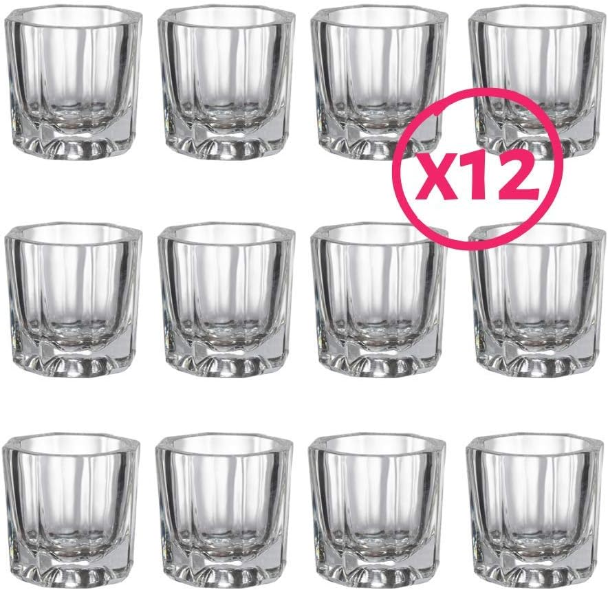 (12 Pack) Clear Glass Dappen Dish | Glass Dappen Dish For Acrylic Nails | For Eyebrow Tint Mixing Dish Cup | Small Liquid Glass Bowl To Hold Liquid, Paste, Mixture For Any Salon, Spa, Esthetician : Beauty & Personal Care