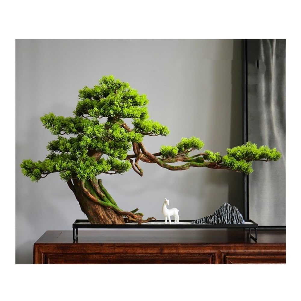 TEESONG Bonsai Tree Pot for Fake Tree Chinese Style Artificial Tree Ornaments Entrance Cabinet Hotel Decoration Landscape Bonsai Zen Office Greenery Decor(C)