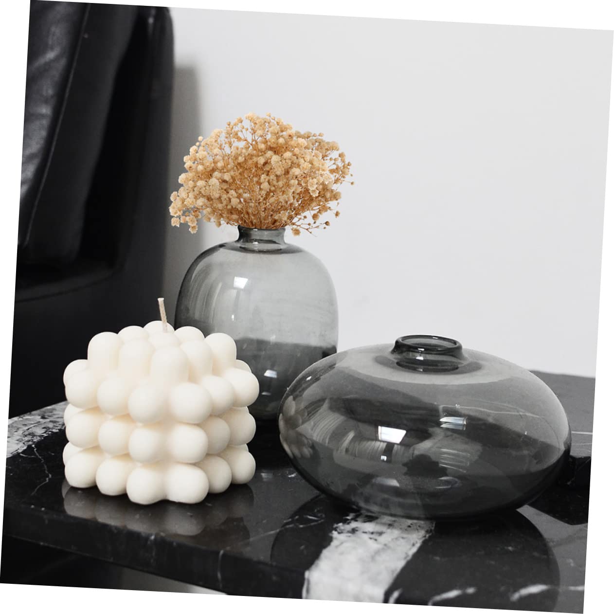 Cabilock 4 Pièces 10 Petit Bouquet de gypsophile Fleurs séchées Bouquet séché sachets bouda Decoration Interieure Fleur sechees Ornement de Bouquet créatif Faux Bouquets décoratifs Beige