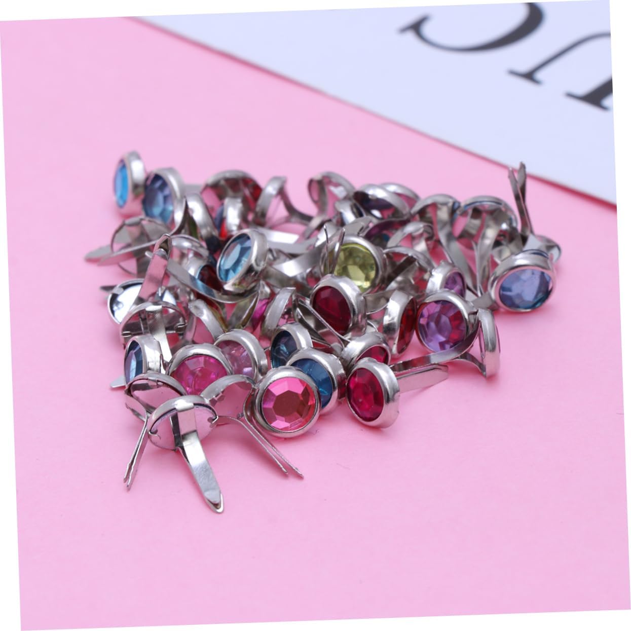 VILLFUL Scrapbook Embellishments 50pcs Metal Mini Brads Craft Brads Fasteners for DIY Paper Crafts and Photo Albums