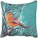 Produktbild Sonder-Shop Dekokissen Abdeckung Polyeste Blume Von Orange Vogel Und Wildpflanzen Skizze Vintage Forest Herbal Künstlerische Schönheit Bloom Kissen Kissenbezug