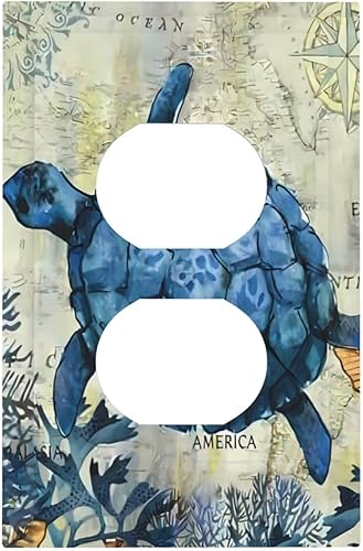 Deep Blue Sea Turtles 1 Gang Outlet Covers Duplex Receptáculo Placa de pared Decorativa Eléctrica Placa Delantera Interruptores de Luz para Cocina