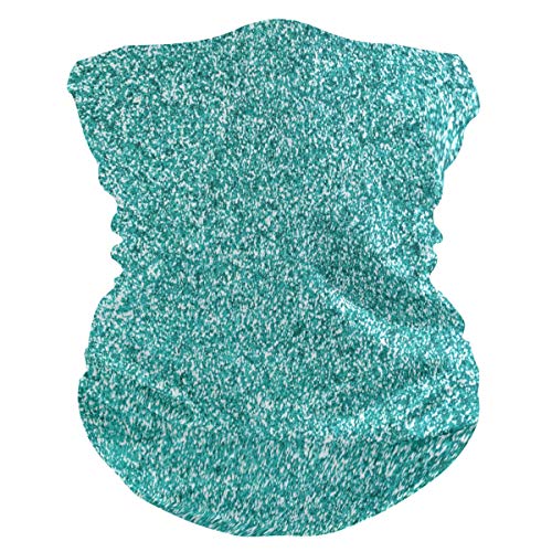 Women Bandana Face Masks, Glittery Teal Turquoise Neck Gaiter Mask Headband Sport for Men Face Scarf