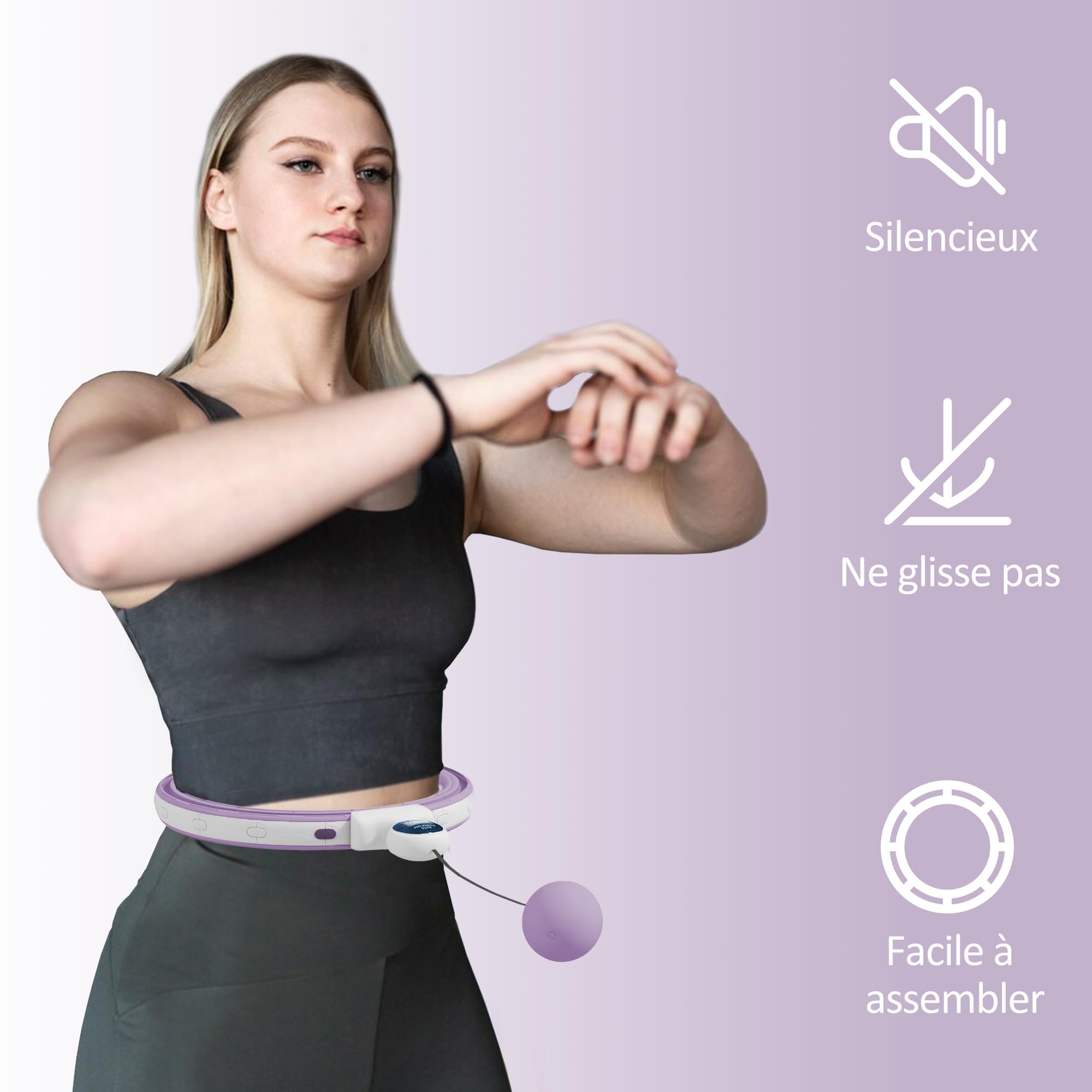 SPORTNOW Hula Hoop Hula Hoop Fitness - Cerchietto per massaggi, regolabile da 76 a 113 cm, circonferenza vita 16 segmenti rimovibili, fitness