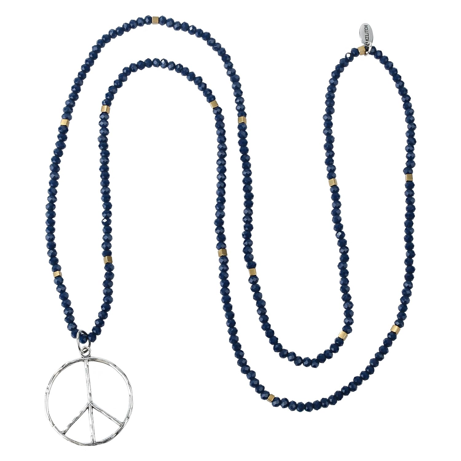 KELITCH Classic Peace Anhänger Halskette Love Hippie Frosted Crystal Beaded Halsketten