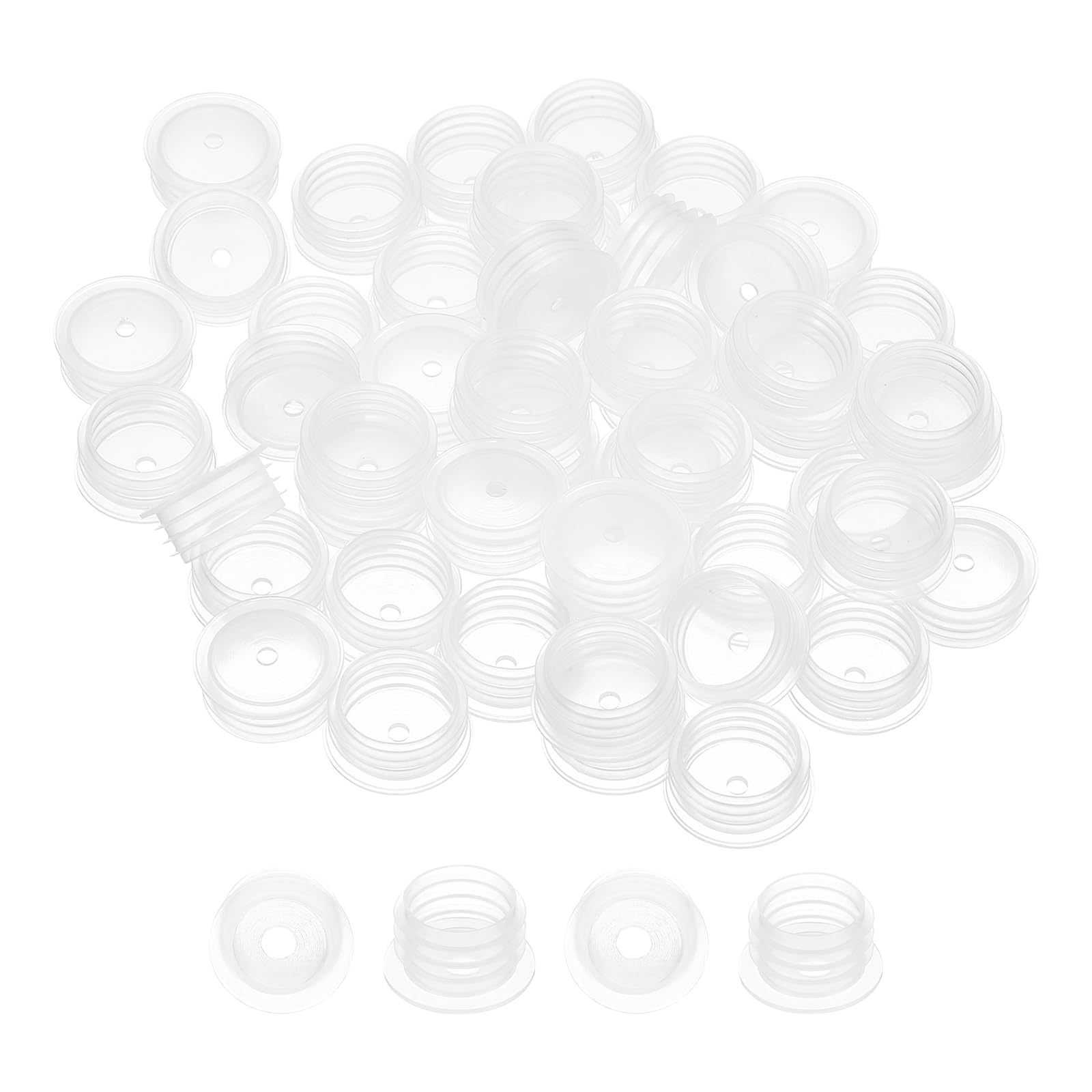 PATIKIL Bottle Adapter 22mm, 50 Pcs Press in Bottle Adapter Plugs with 3mm Hole for Oral Dispensers Liquid Oil Plastic Glass Bottles Stopper, Clear
