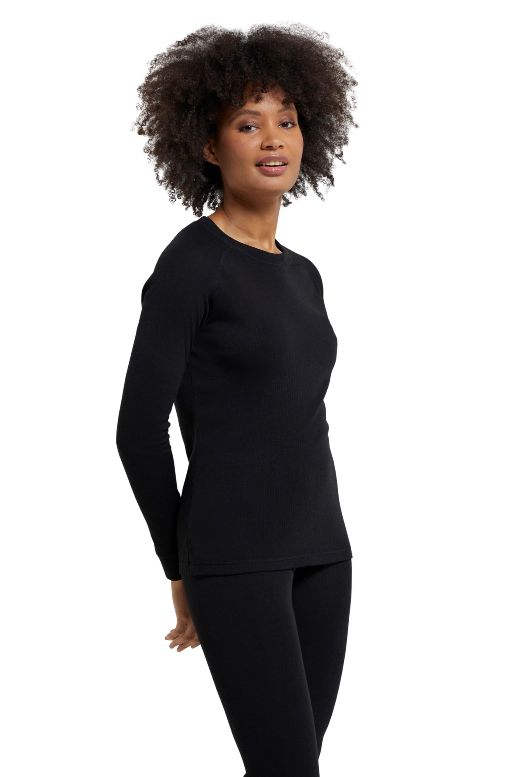 Mountain Warehouse Women's Black Talus Long Sleeves Baselayer Top - Thermal Underwear, Lightweight Shirt, Breathable, Warm & Easy Care - Spring Summer & Outdoors 24 Plus