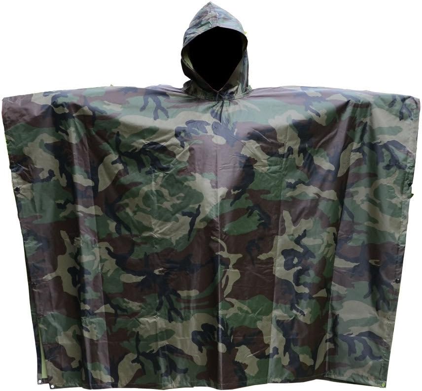Ideas Multifunction Military Emergency Rain Poncho,Camouflage Raincoat(Forest)
