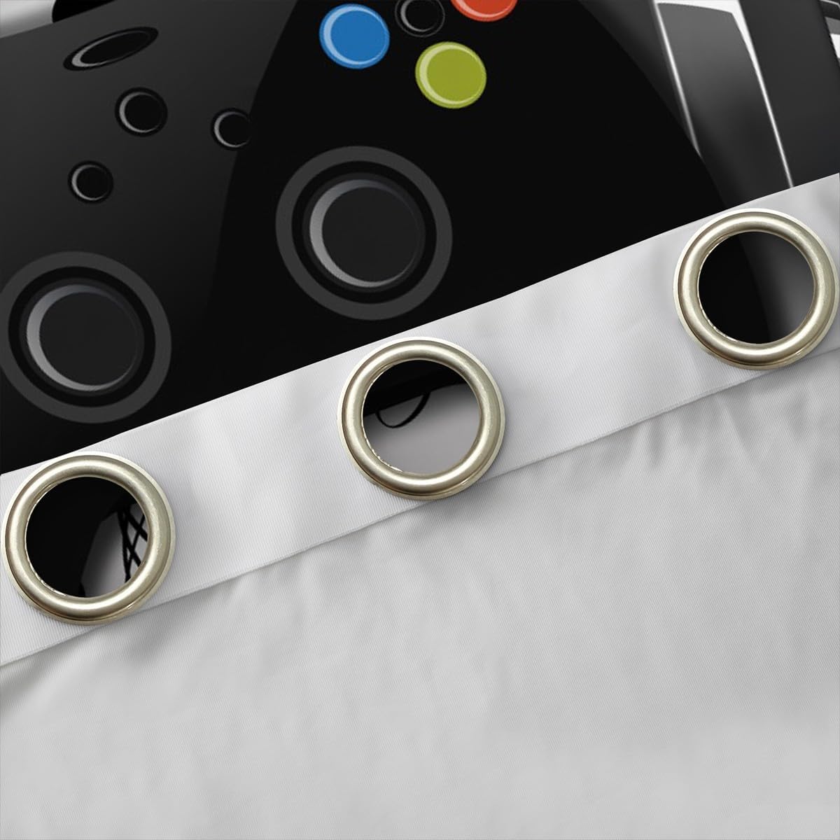Games Curtains Black Grey Headphones Musical Notes Design Gamepad Window Curtain for Kids Boys Video Game Room Decor Cool Retro Playing Gamer Windows Drapes Gaming Controller Curtains 38 X 54,2 Panels