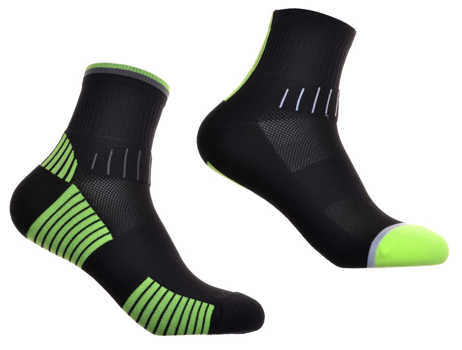 Wb Socks Men's Black/ Neon 2 Pairs Of Cycling Socks - Ankle & Arch Support, Padded, Lightweight