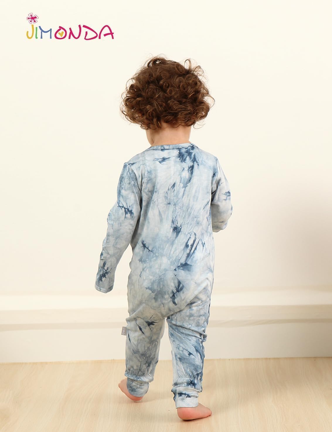 Jimonda Baby Girls Boys Footless Pajamas,Rayon From Bamboo Pjs 2 Way Zipper Long Sleeve Soft Sleeper,Infant Tie-dye Romper