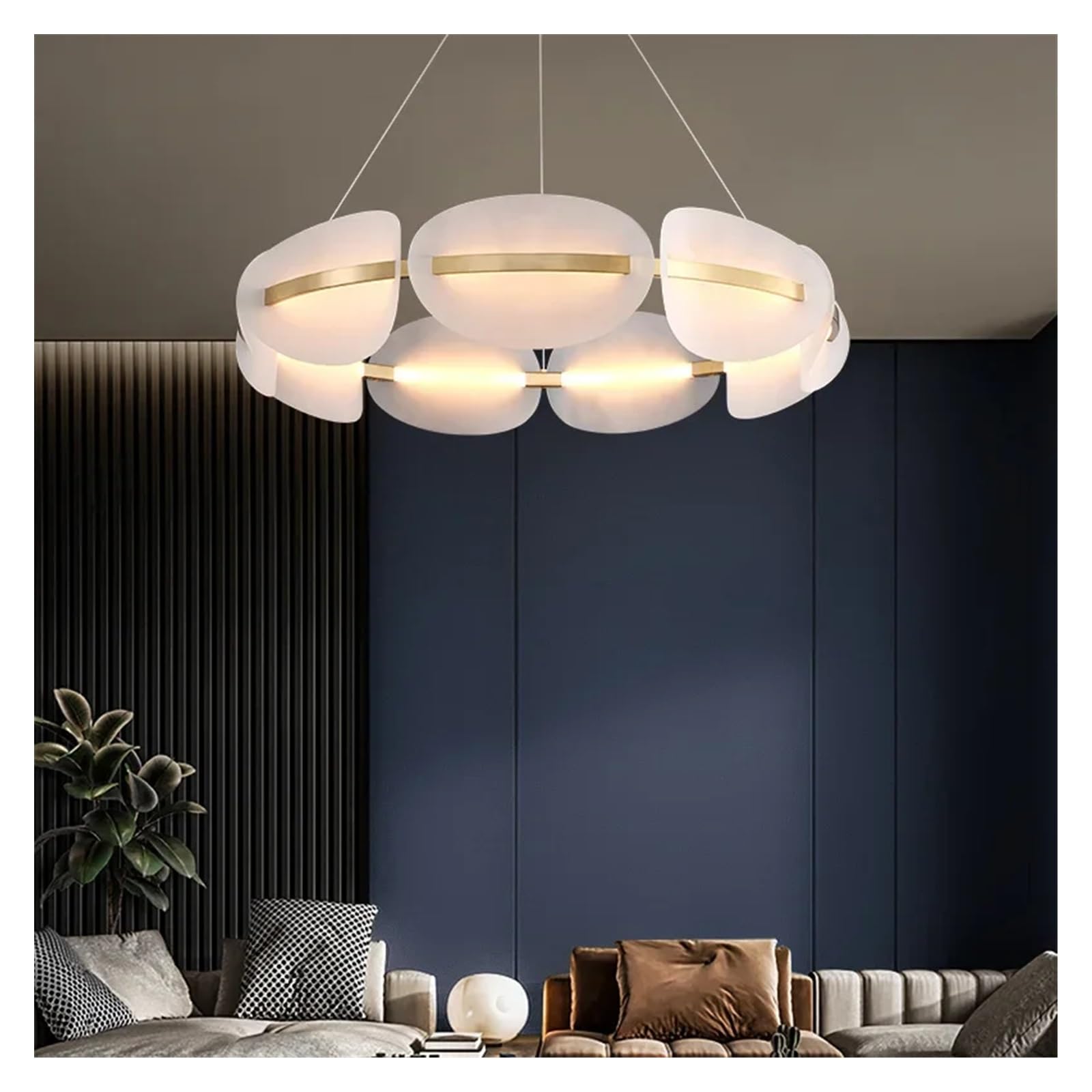 Lustre Moderne en Acrylique à LED en Forme de Feuille, idéal pour Le Salon, la Salle à Manger, la Chambre ou la Cuisine (3 Effets Lumineux, 12 LED).