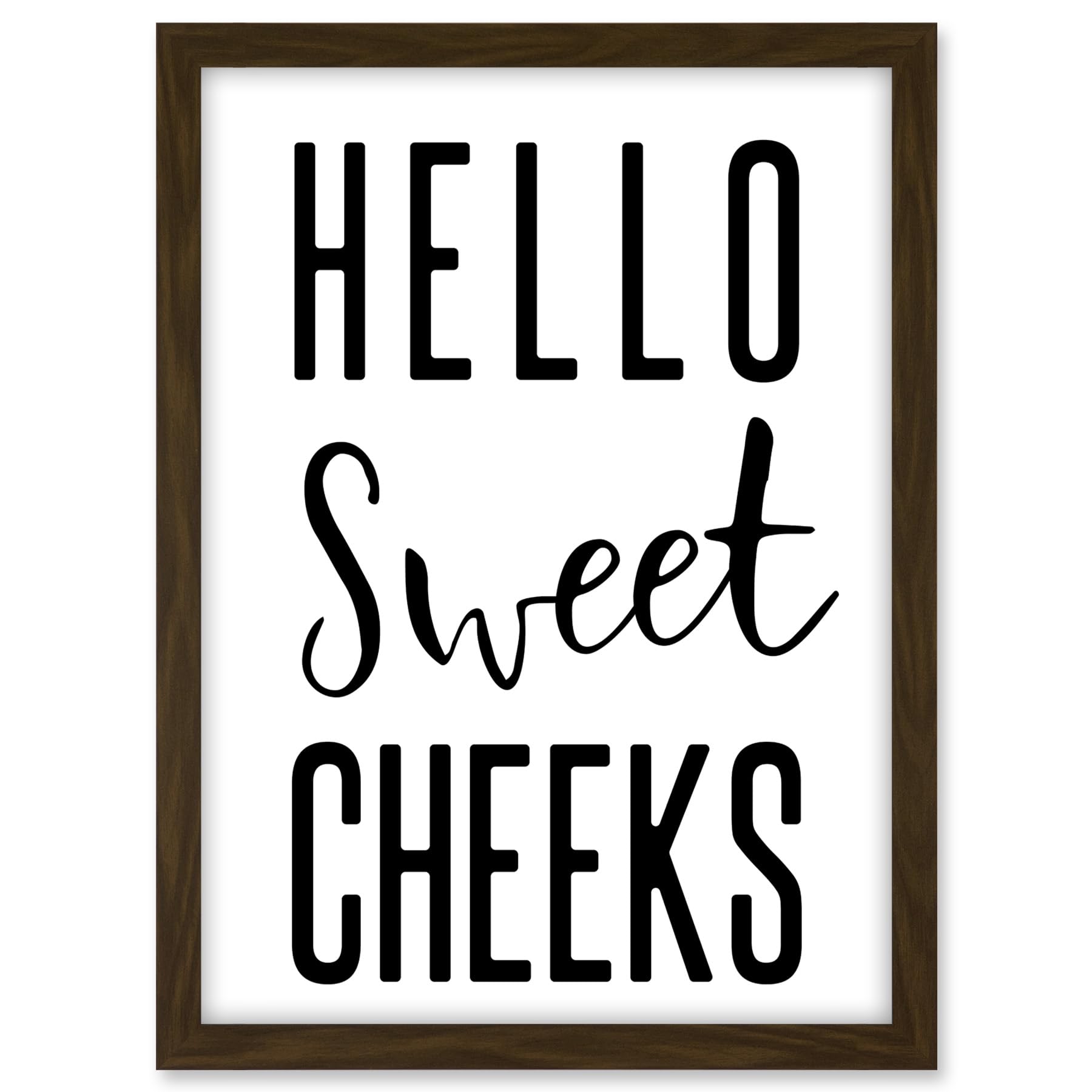 Artery8 Funny Bathroom Wall Art Hello Sweet Cheeks Cheeky Toilet Sign Artwork Framed A3 Wall Art Print