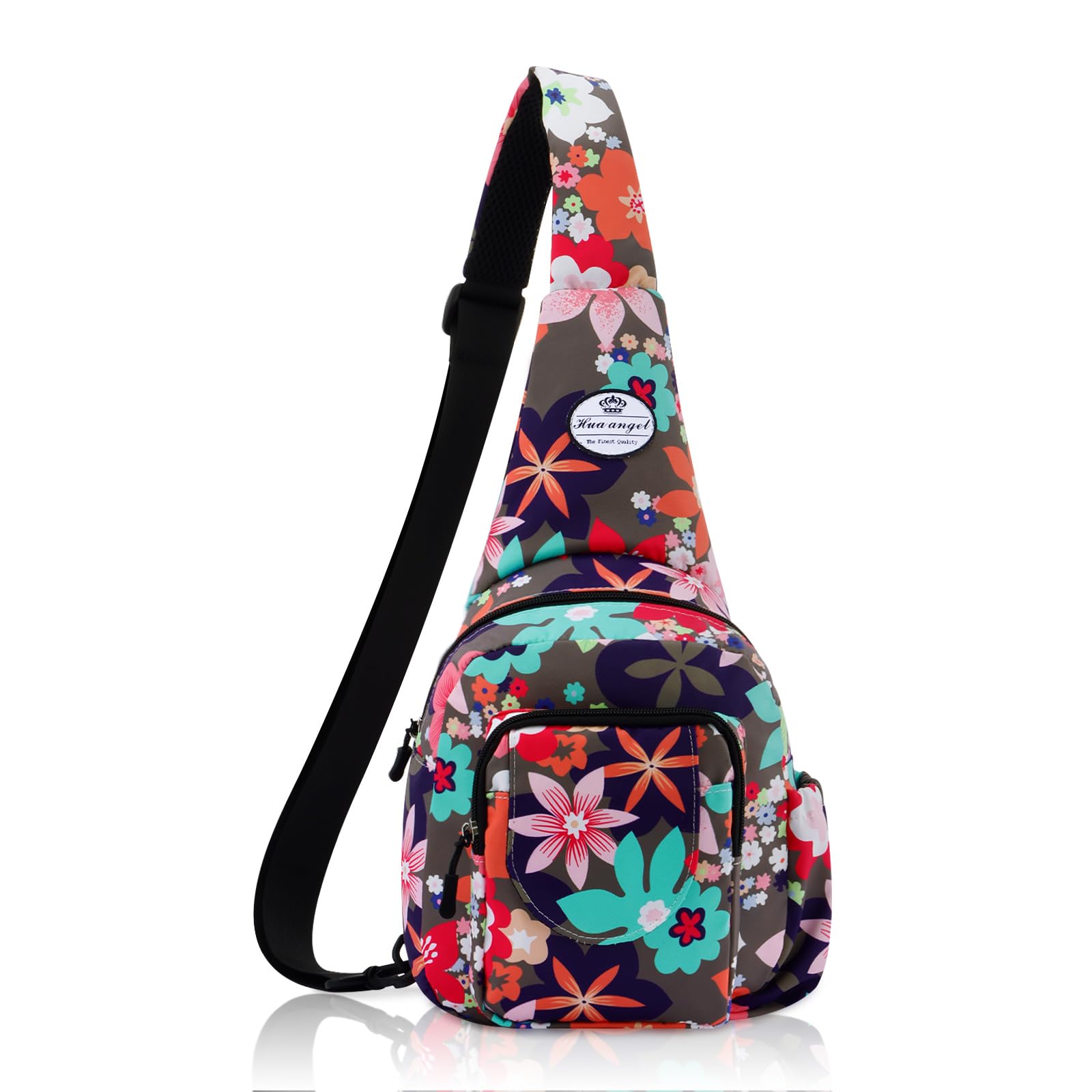 HUA ANGEL Floral Sling Bag, Small Lightweight Crossbody Shoulder Chest Bag for Men & Women Compact Travel Hiking Mini Daypack