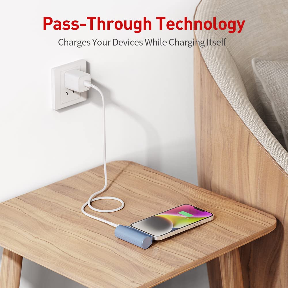 iWALK Batteria Esterna 3350mAh Ultra Compatta Power Bank Cavo Integrato Caricabatterie Portatile Compatibile per iPhone 14,13,13 Mini,12, 12 Mini, 12 Pro, 11, 11 Pro, XS, XR, 7,8, 8 Plus, 6S