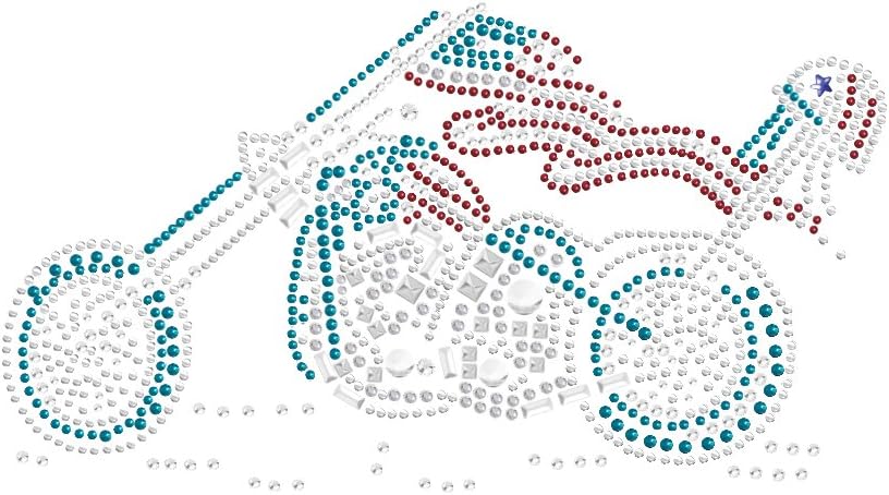 Motorcycle (Red, White, & Turquoise) - Bling Rhinestone Cars and Motorcycle Dog Bandana