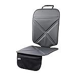 Viaviat Car Seat Protector Leather Waterproof Child Safety Seat Protector Cover with Thick Pad and 2 Large Pockets Durable Kick Mat for All Auto Seat (Black)