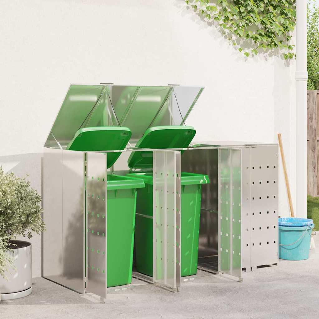 Almacenamiento de Cubos Wheelie para 3 Cubos Plateado,Casa y jardín,Productos del hogar,Accesorios para contenedores de residuos,Soportes para contenedores de residuos,65.1kg-3394789