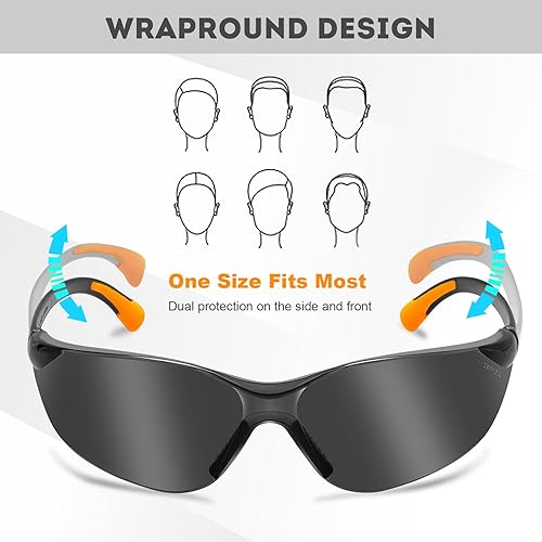 Miniatura 5 de ProtectX Gafas de seguridad resistentes a los arañazos, lentes de policarbonato antivaho ANSI Z87.1 con protección UV