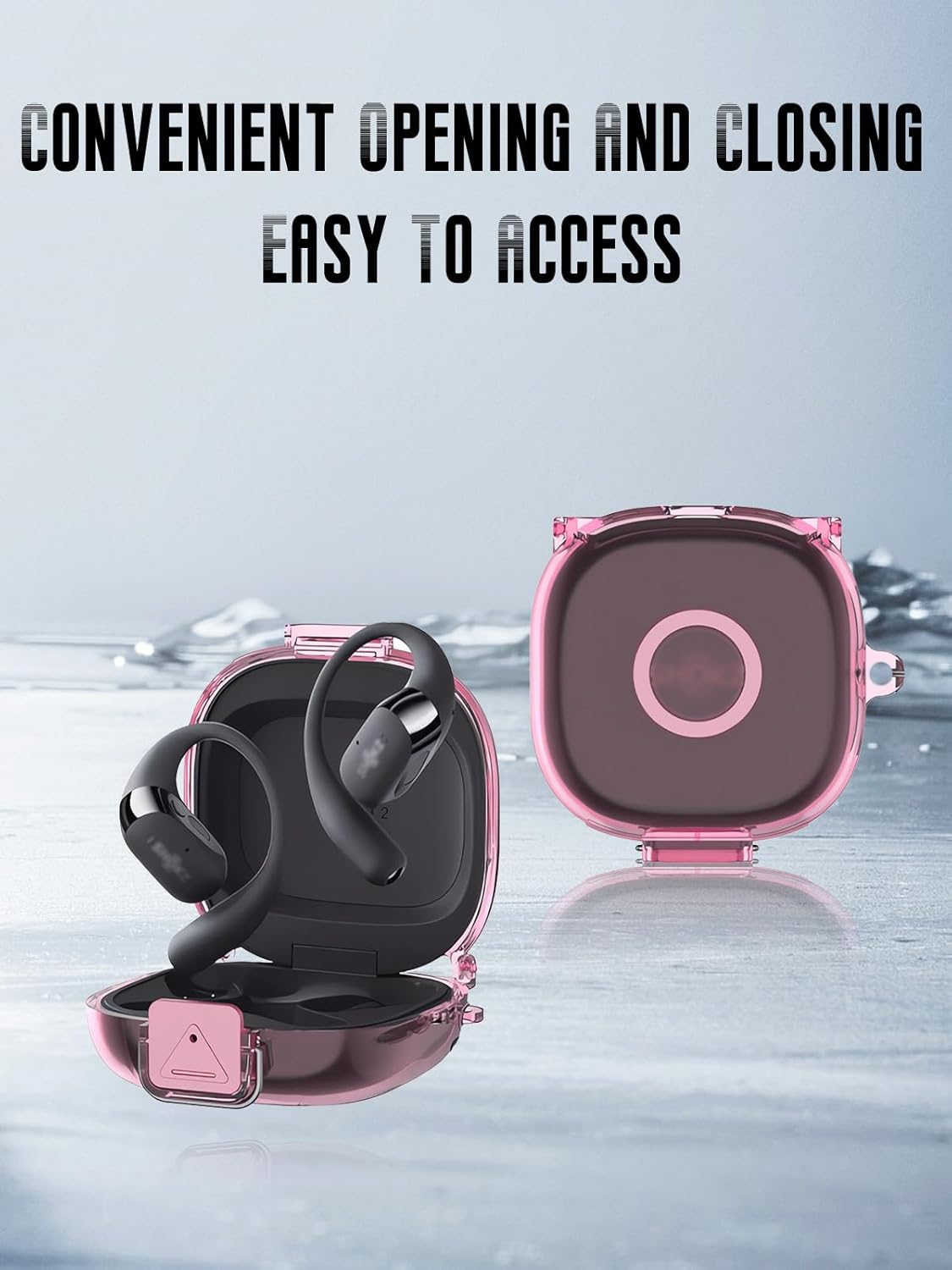 for SHOKZ OpenFit 2 Earbuds Case Clear, Transparent TPU Shockproof Protective Cover with Carabiner for SHOKZ T920 Earbuds, (Clear Pink) - Image 4