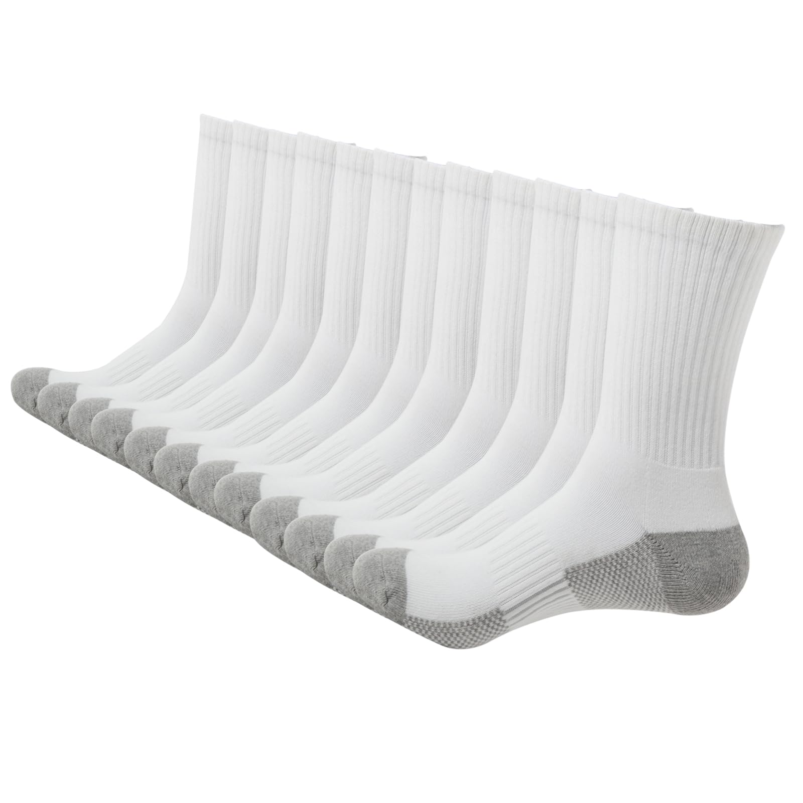 BUDERMMY Herren-Socken aus Baumwolle, feuchtigkeitsableitend, schwer, gepolstert, Größe 39-47, 6 Paar, weiß 2, 6-9 Tall