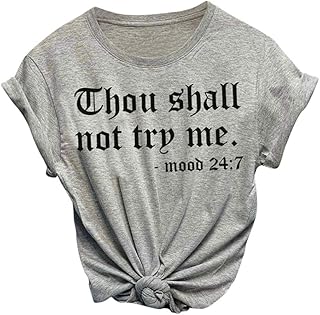 Womens Short Sleeve Funny Shirts Thou Shall NOT Try ME...