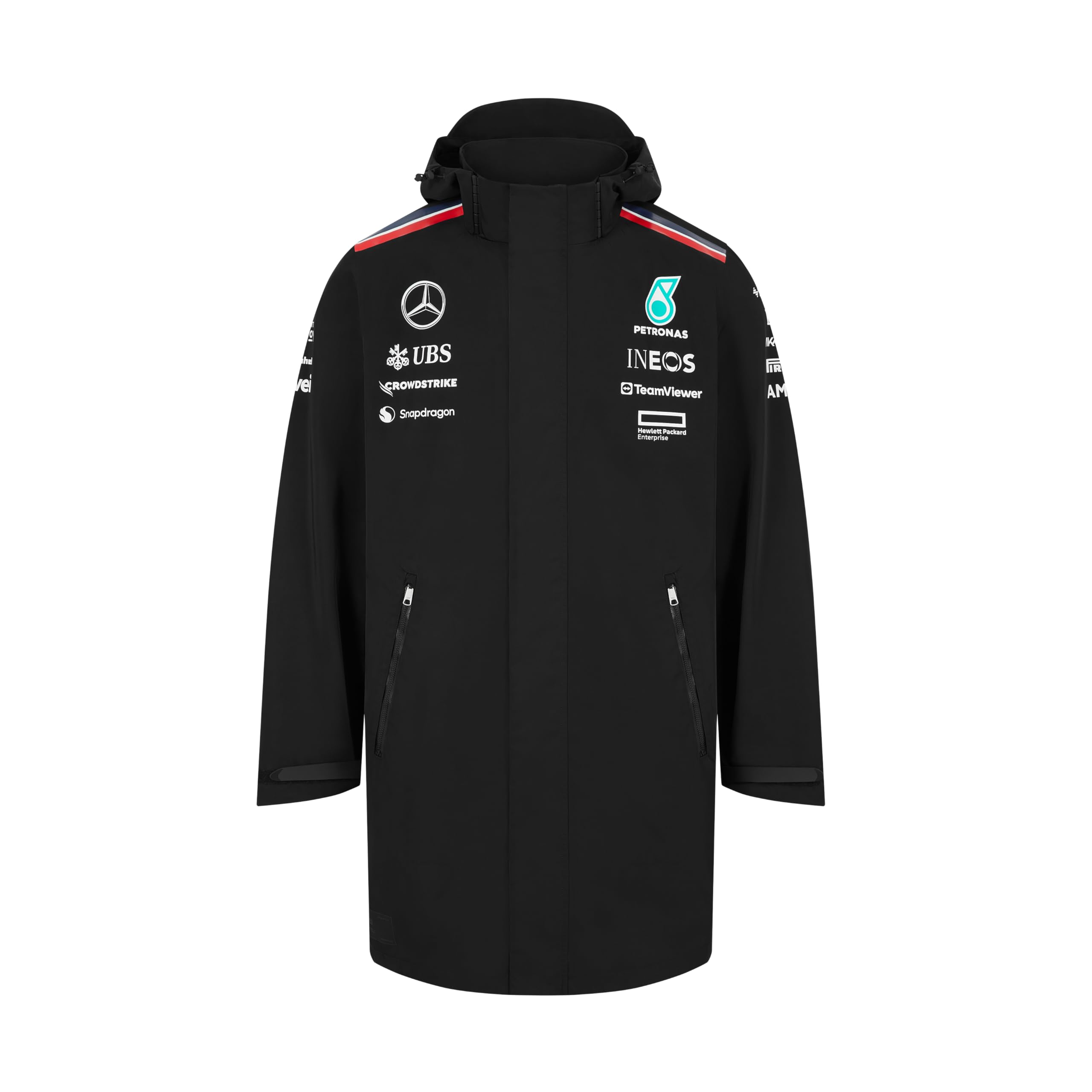 Mercedes PETRONAS ナイロンジャケット ブラック Mercedes AMG Petronas F1 Men's 2024 Team Rain Jacket - Black