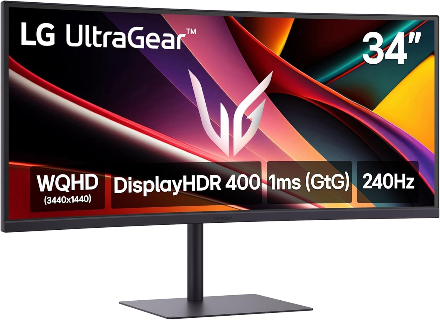 LG Ultragear G6 34” WQHD UltraWide 3440x1440 240Hz Gaming Monitor 34G630A Display for Immersive PC Gaming 1ms GtG, HDR400, DCI-P3 95%, USB-C 15W, AMD FreeSync Premium