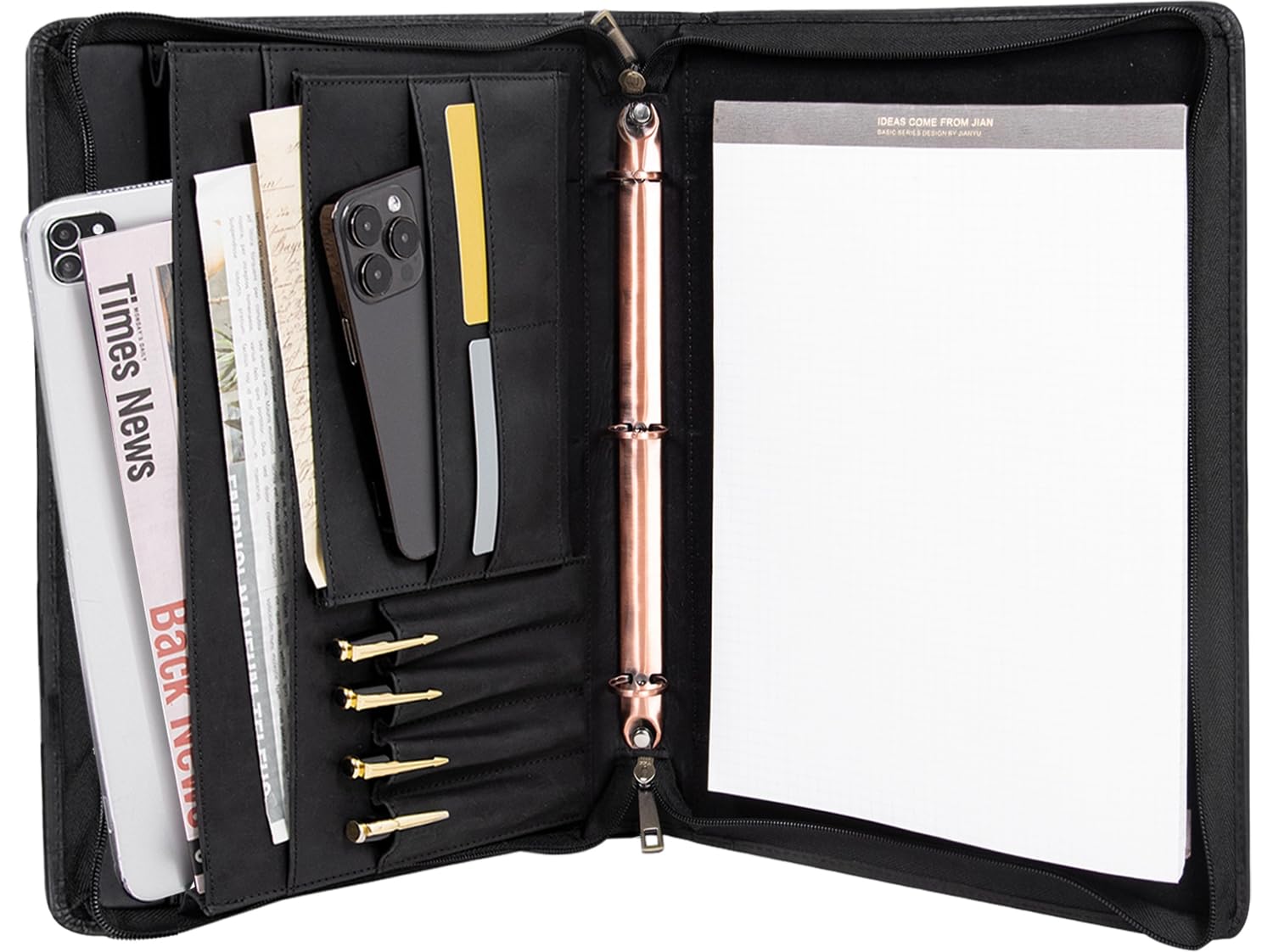 Amazon.com: AZXCG Genuine Leather Portfolio Binder for Men& Women