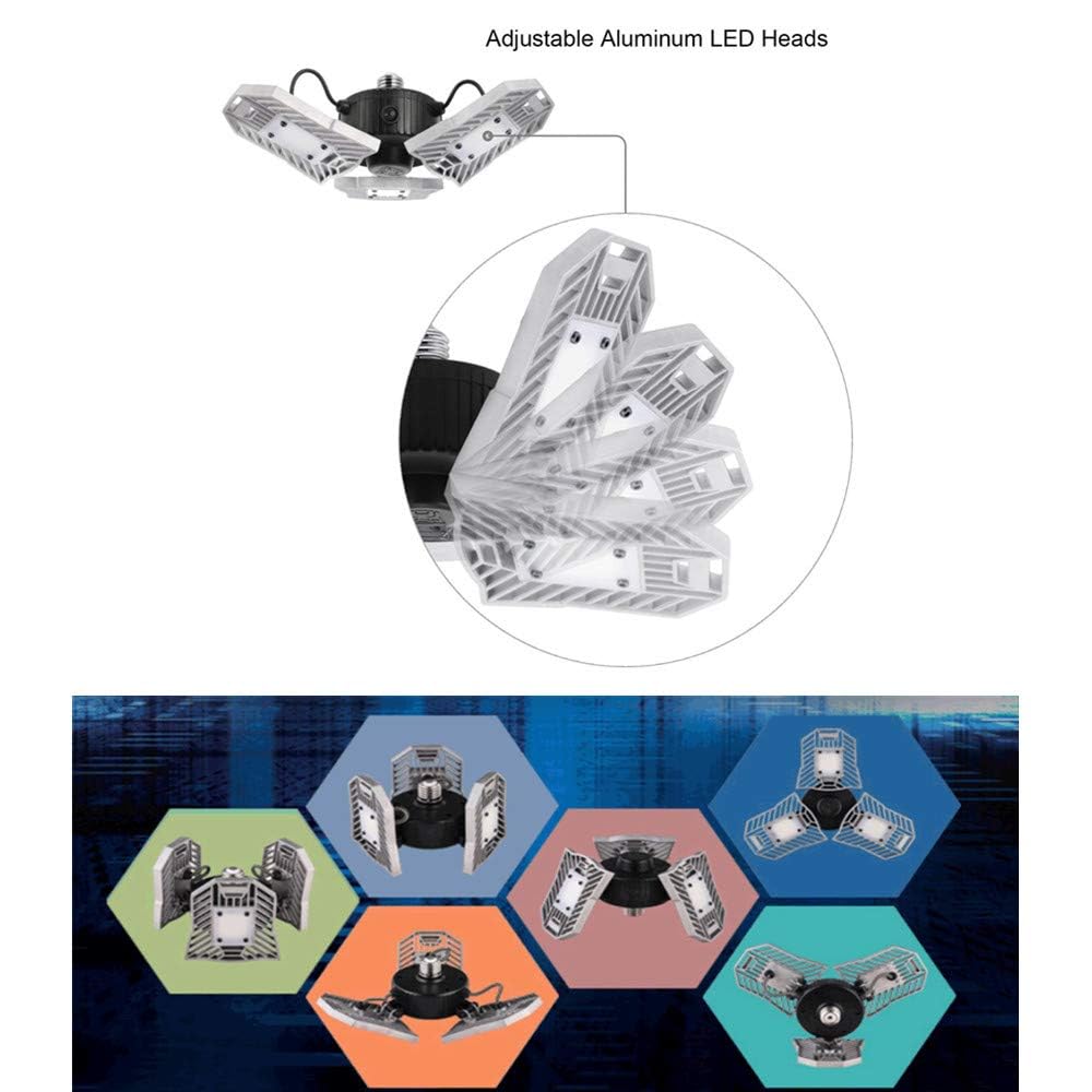 OMTO Deformable Garage Led Light High Intensity Mining Lamps Radar Motion-Activated Ceiling Light Garage, Warehouse,Attic,Workshop,Basement. (Warm White 3000K, Radar)